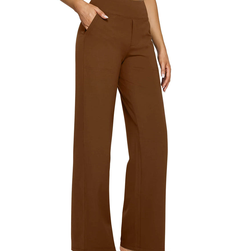 Pantalon Femme Taille Haute Extensible Décontracté Yoga Jambe Large