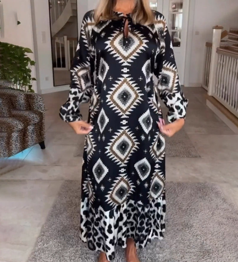 Robe à imprimé géométrique à manches longues