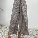 Pantalon large à cordon élastiqué à imprimé géométrique