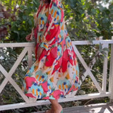 Robe imprimée à manches longues et revers