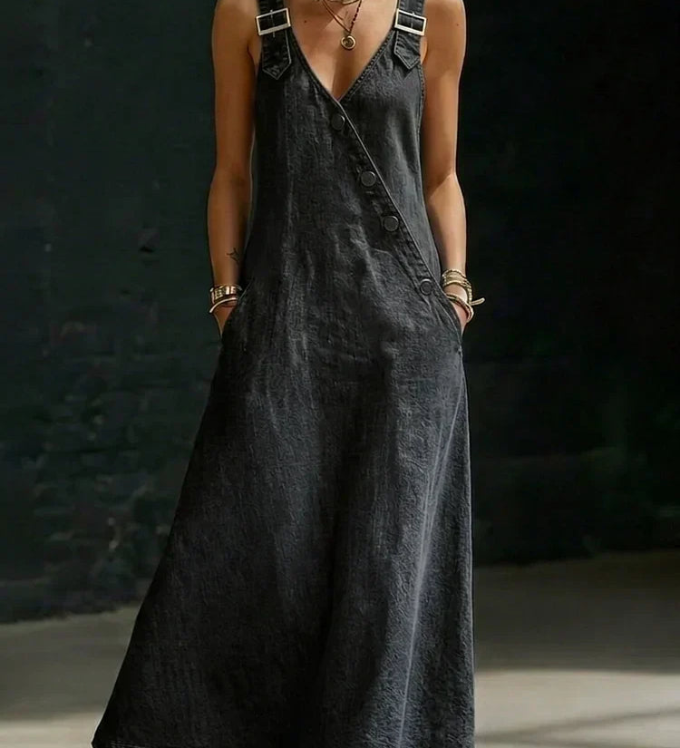 Lalie | Robe longue en denim boutonnée