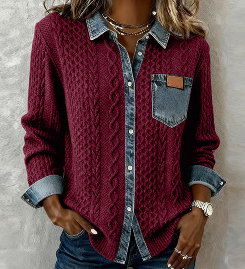Chemise Manches Longues À Patchwork Jean