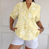 Blouse Col V Boutonnée Imprimée
