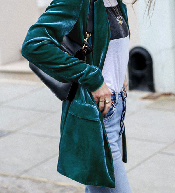 Burgundy | Blazer en velours style rue