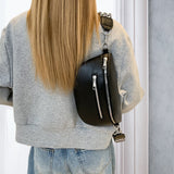Sac bandoulière zippé avec bretelles contrastées