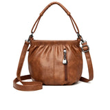 Sac À Main Décontracté Plissé Seau Cuir Souple