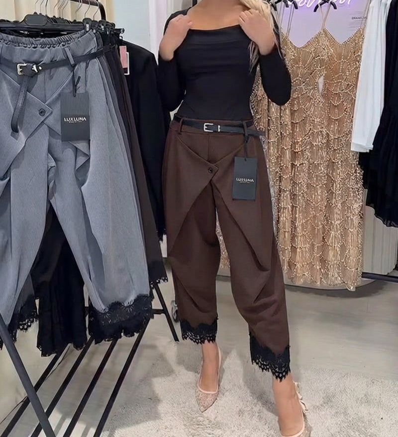 Pantalon À La Mode Dentelle Broderie Harem