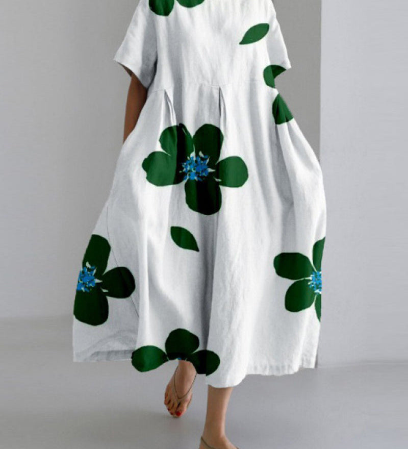 Robe ample imprimée à manches courtes