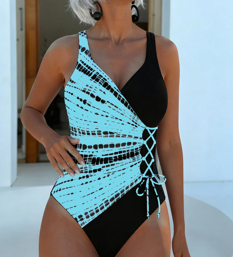 Maillot De Bain Une Pièce Color-Block À Pois