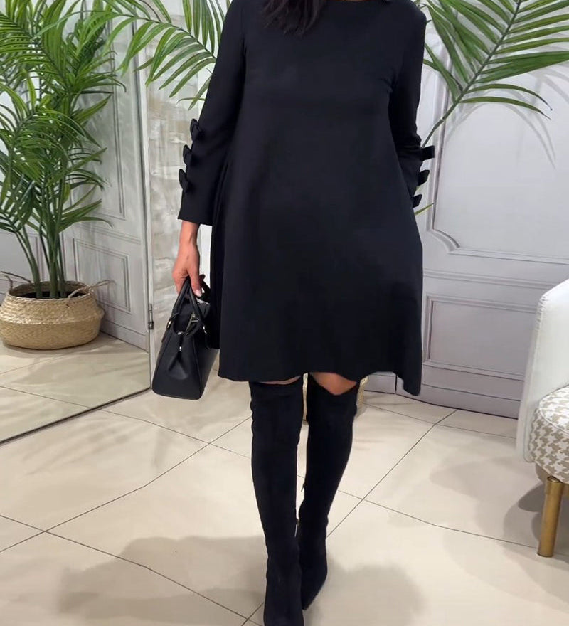 Robe décontractée au genou avec manches longues