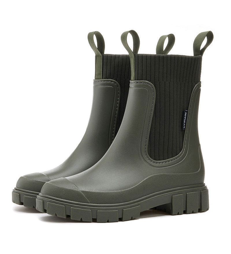 ☔️Bottes Imperméable Anti-Dérapant Semelle Épaisse Mi-Mollet