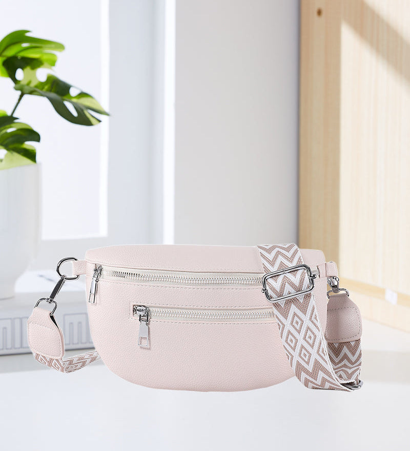 Sac bandoulière zippé avec bretelles contrastées