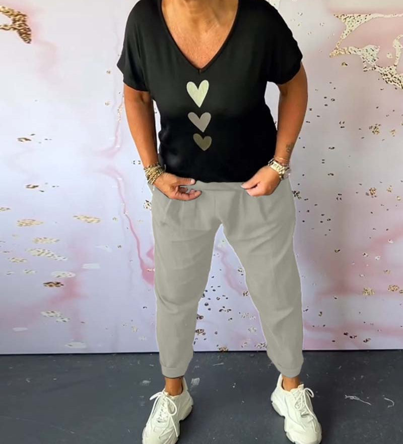 Pantalon décontracté confortable avec poche de couleur unie