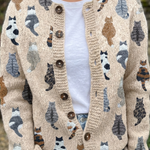 Cardigan boutonné beige à motif chats — Pascaline, LucieSaint-Tropez (vue 2)