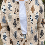 Cardigan boutonné beige à motif chats — Pascaline, LucieSaint-Tropez (vue 2)