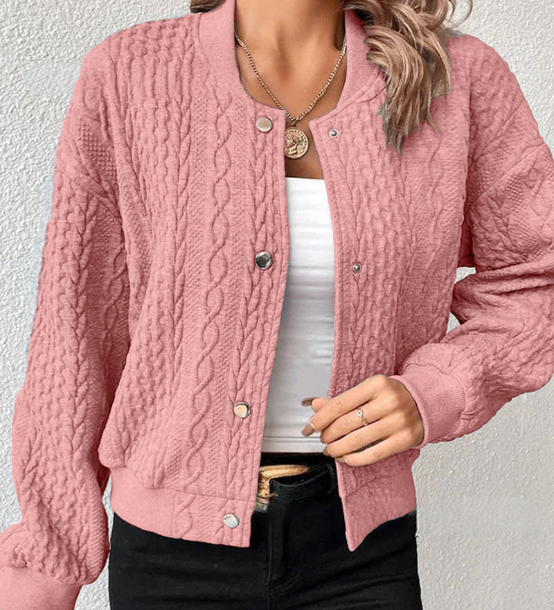 Cardigan boutonné de couleur unie