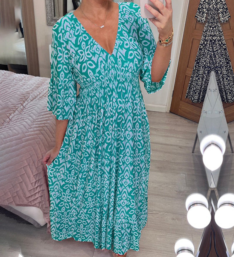 Robe longue imprimée rouge