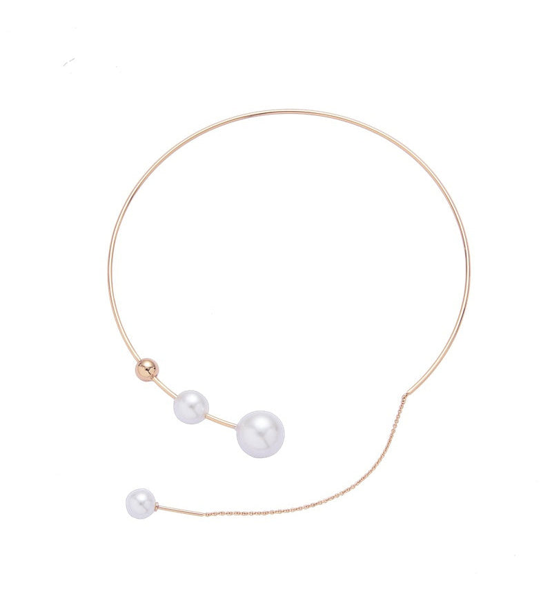 Collier clavicule pour femme avec fausse perle