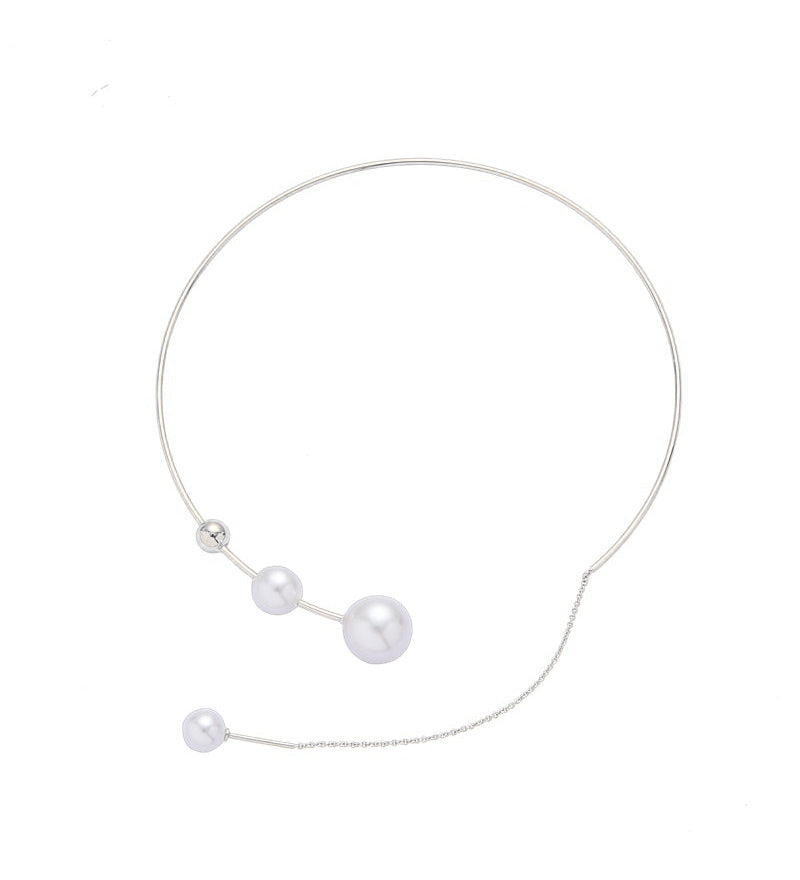 Collier clavicule pour femme avec fausse perle